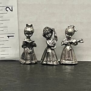 Set of 3 miniature Pewter Girls